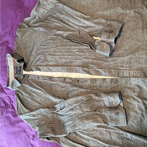 Daniel Hechter Paris Gray Casual Button Down Shirt 4XL Tall